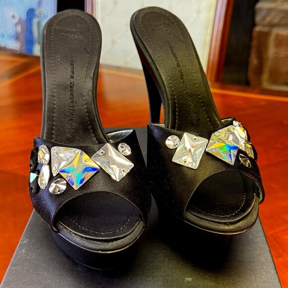 Giuseppe Zanotti Shoes - Sparkling Giuseppe Zanotti Dea Jeweled Satin Platform Mules EU 40 NIB
